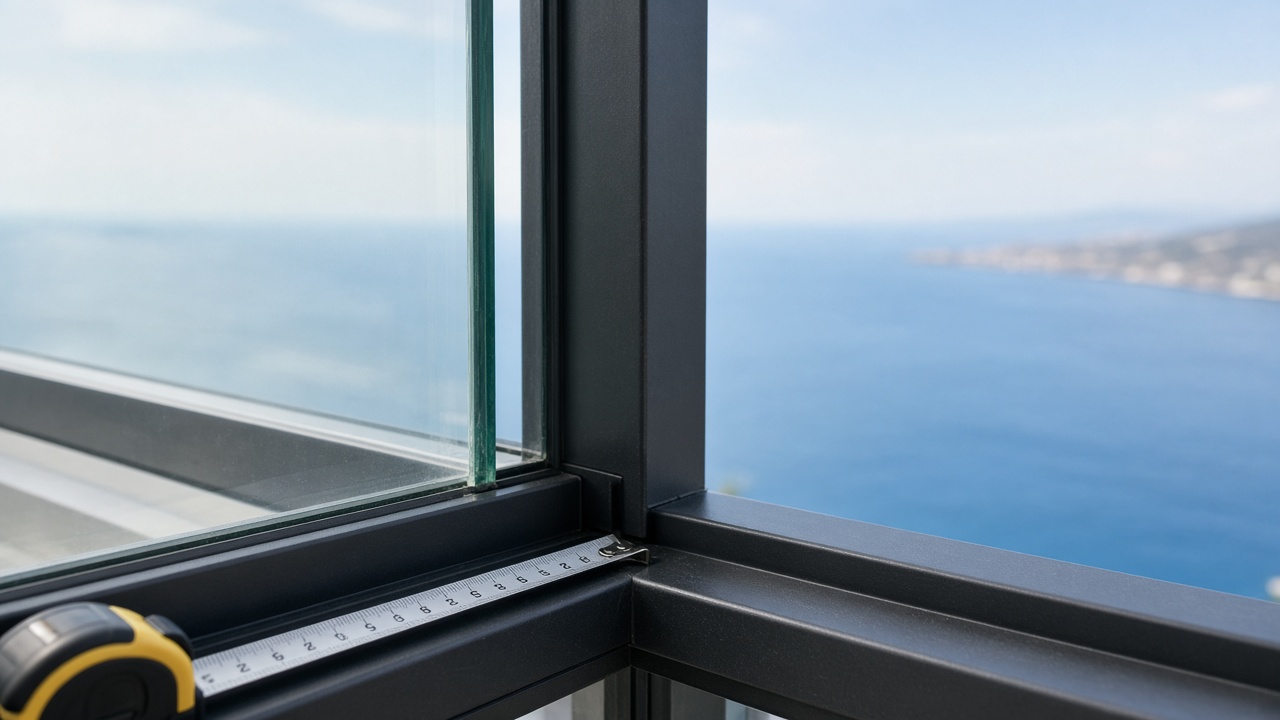 Temsili görsel, tamamlanmış müşteri projesi değildir: cam balkon ölçü detayı