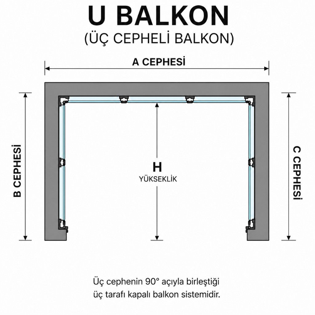 Üç cepheli balkon